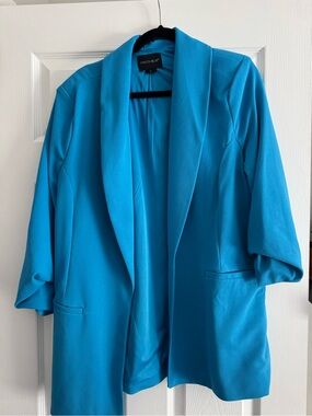 Dakota Blue Bright Turquoise Open-Front Blazer